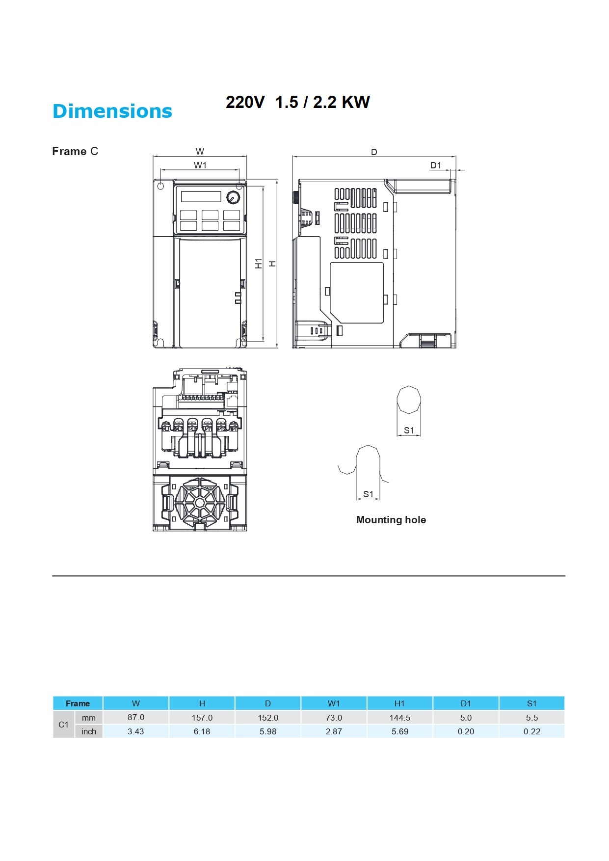 อินเวอร์เตอร์ inverter 1.5kw 2hp 220V