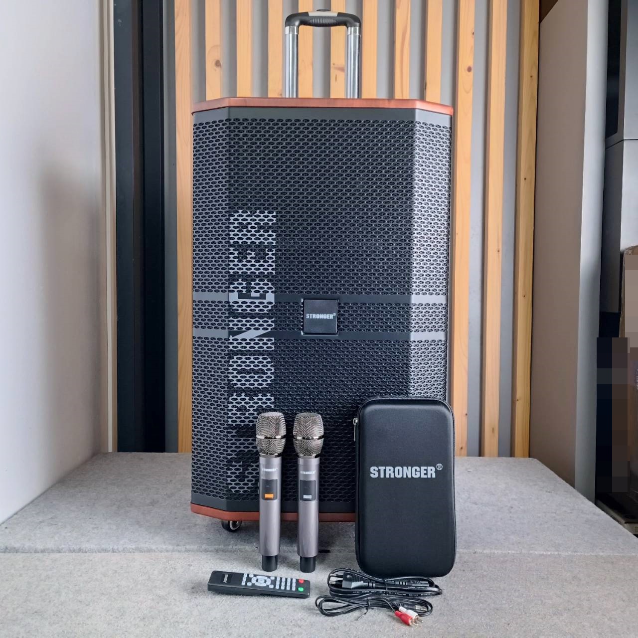 STRONGER STG-8115A ตู้ลำโพงไม้ ล้อลาก 15นิ้ว พร้อมไมค์ลอย ลำโพงบลูธูท ลำโพงพกพา ลำโพงล้อลาก ลำโพงกลางแจ้ง STG 8115A STG8115A เอไอ-ไพศาล