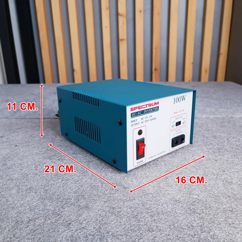 SPECTRUM 100W 12V INVERTER 100วัตต์ หม้อแปลงไฟจาก DC เป็นไฟ AC อินเวอร์เตอร์ หม้อแปลงไฟ DC 12V เครื่องแปลงไฟ เอไอ-ไพศาล