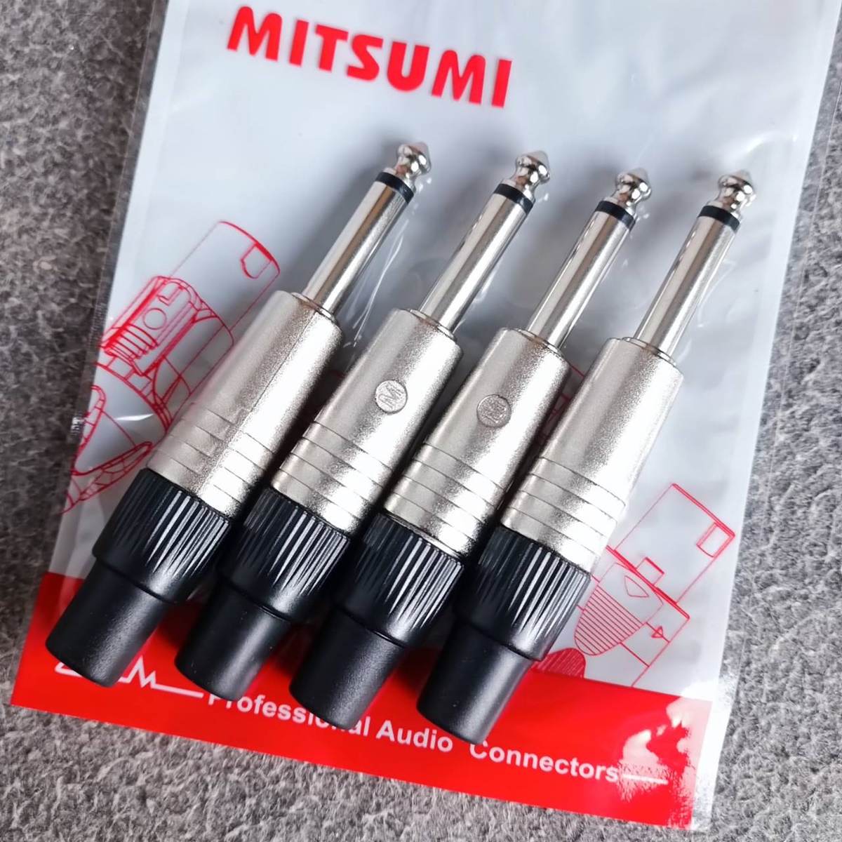 แพ็ค4ตัว ปลั๊กโฟน MONO ท้ายยางดำ MITSUMI ปลั๊กไมค์โมโนแบบต่อสาย ปลั๊กไมค์ MONO P.Micmono ปลั๊กไมค์โมโน มิตซูมิ โฟนโมโน เอไอ-ไพศาล