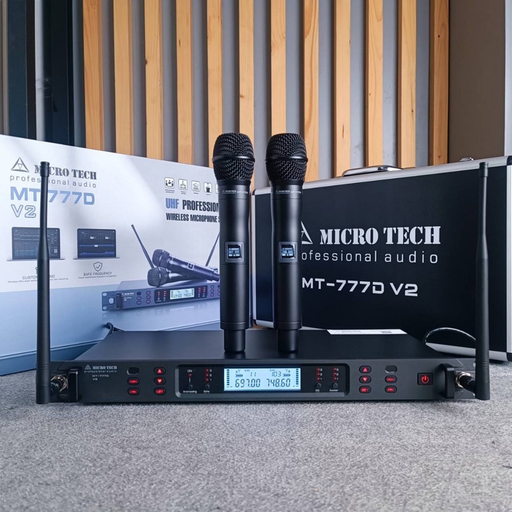 MICROTECH MT-777D V2 ไมค์ลอยมือถือคู่UHF ไมโครโฟนแบบไร้สายใช้ย่านความถี่ UHF มีDSP ในตัว MT 777 D II MT777D V2 เอไอ-ไพศาล