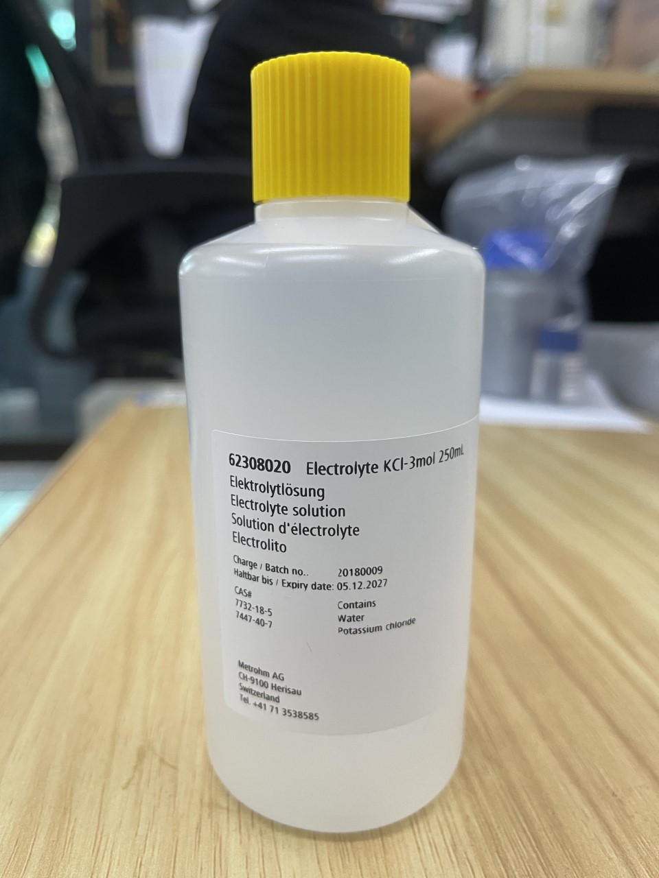 KCL 3 mol, Electrolytc, 250 ml -Methrohm 62308020