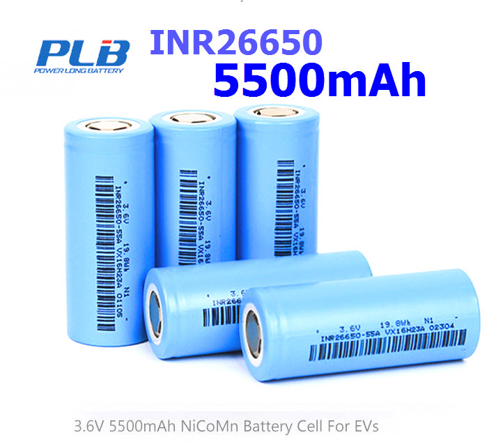 INR26650 5500mAh 15A 3.7v Rechargeable Flat Top