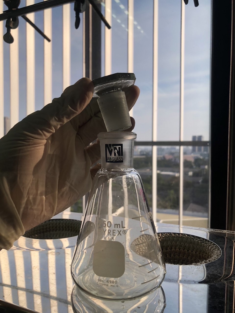 Flask, Erlenmeyer with Joint and Glass Stopper