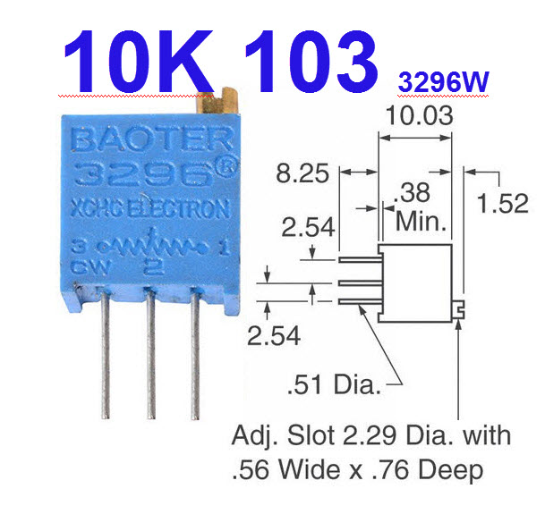 VR เกือกม้า 10 Kohm (103) 3296W Trimpot Variable Resistor (Trimmer Potentiometer)
