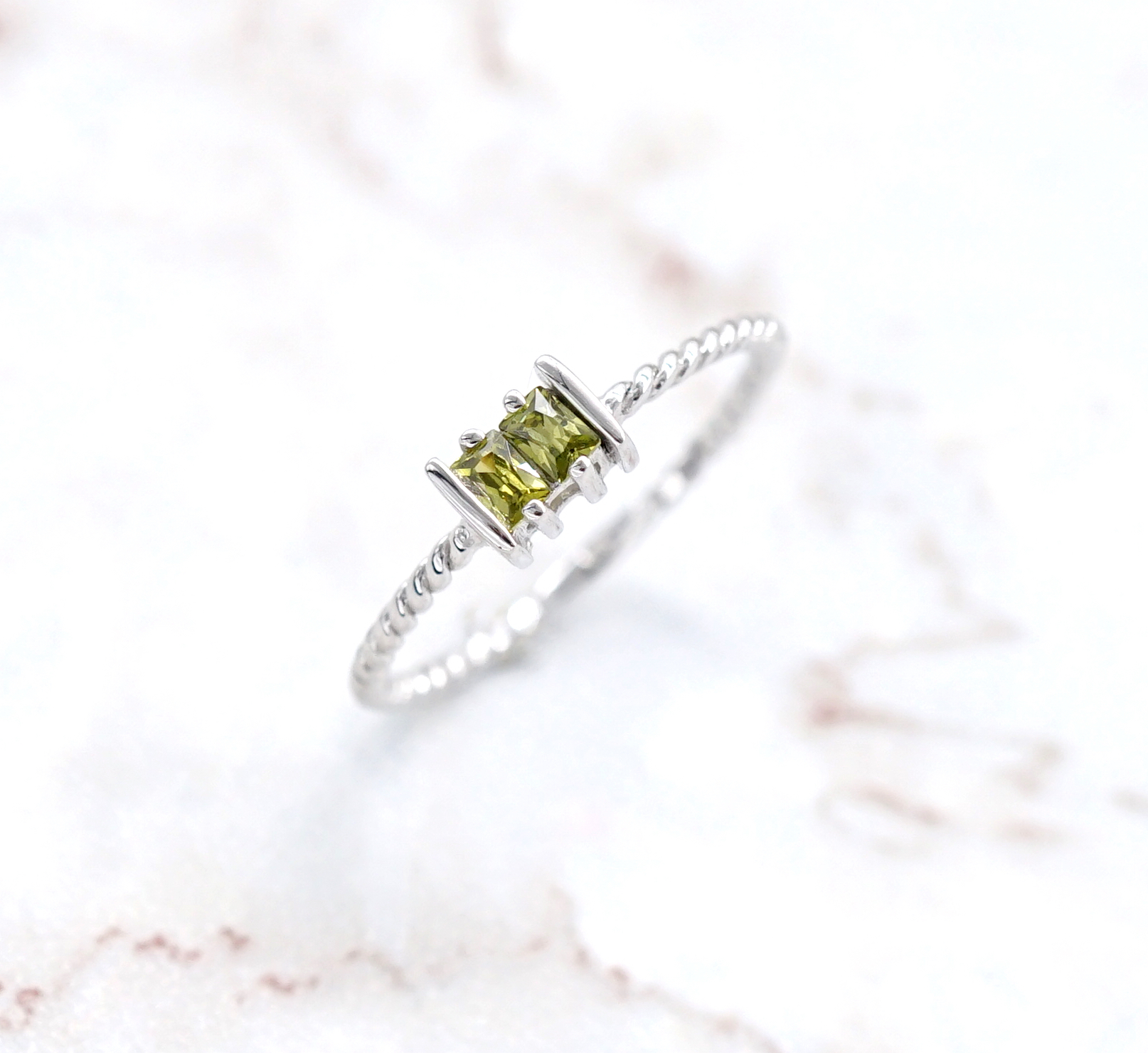 แหวนเงินแท้ แหวนมินิมอล แหวนเพชร Cubic Zirconia สีสดใส