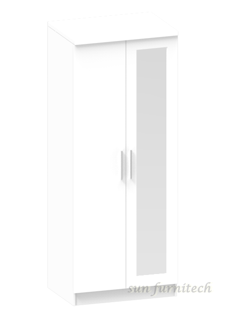 ตู้เสื้อผ้า 80 cm. 2 บานเปิดกระจกเดียว หบ้าบานเมลามีน exclusive รุ่น WR-80B