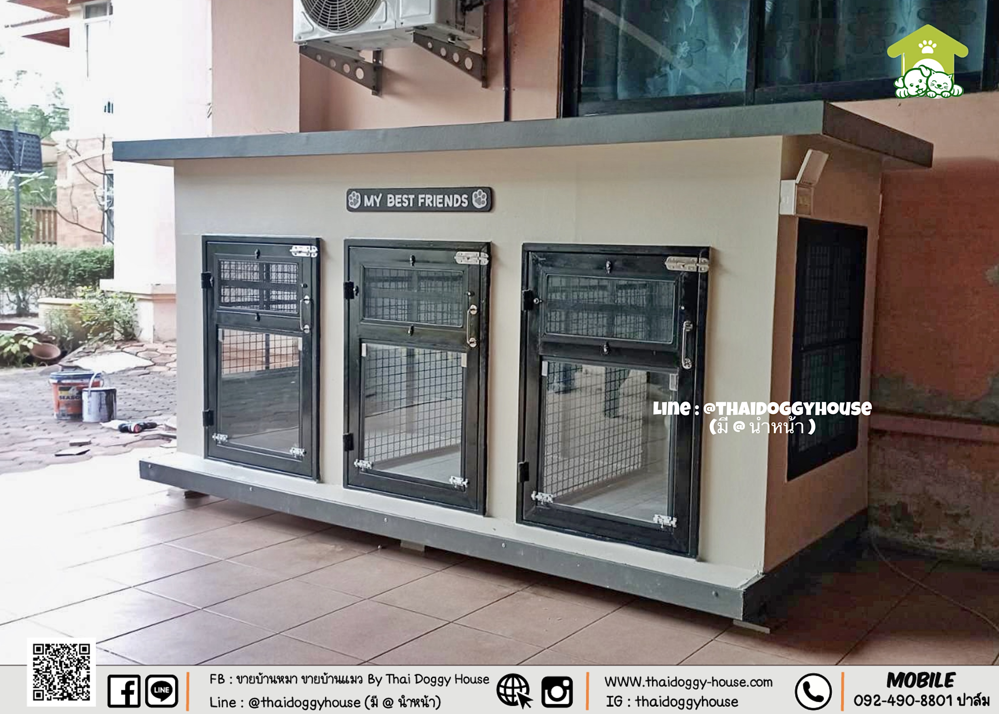 บ้านหมา บ้านแมว บ้านน็อคดาวน์ บ้านสัตว์เลี้ยง แบบพัดลมมีตะแกรงเหล็ก มุ้งลวดทุกหลัง By Thai Doggy House