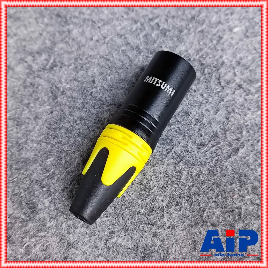 1ตัว MITSUMI 911C16EX XLRผู้ ดำขั้วทอง สีเหลือง ปลั๊กตัวผู้ แจ๊ค แคนนอน XLR ตัวผู้ 3 ขา สำหรับเข้าสาย เอไอ-ไพศาล