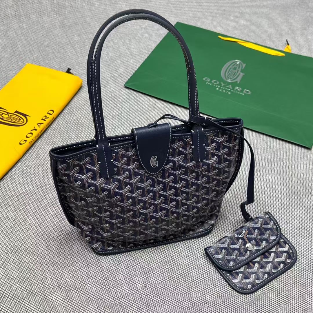 **do** กระเป๋า Goyard Anjou Mini Bag ใช้ได้ 2 ด้าน มีกระเป๋าเงินใบเล็ก สินค้าใหม่ ของแท้ สีกรมท่า