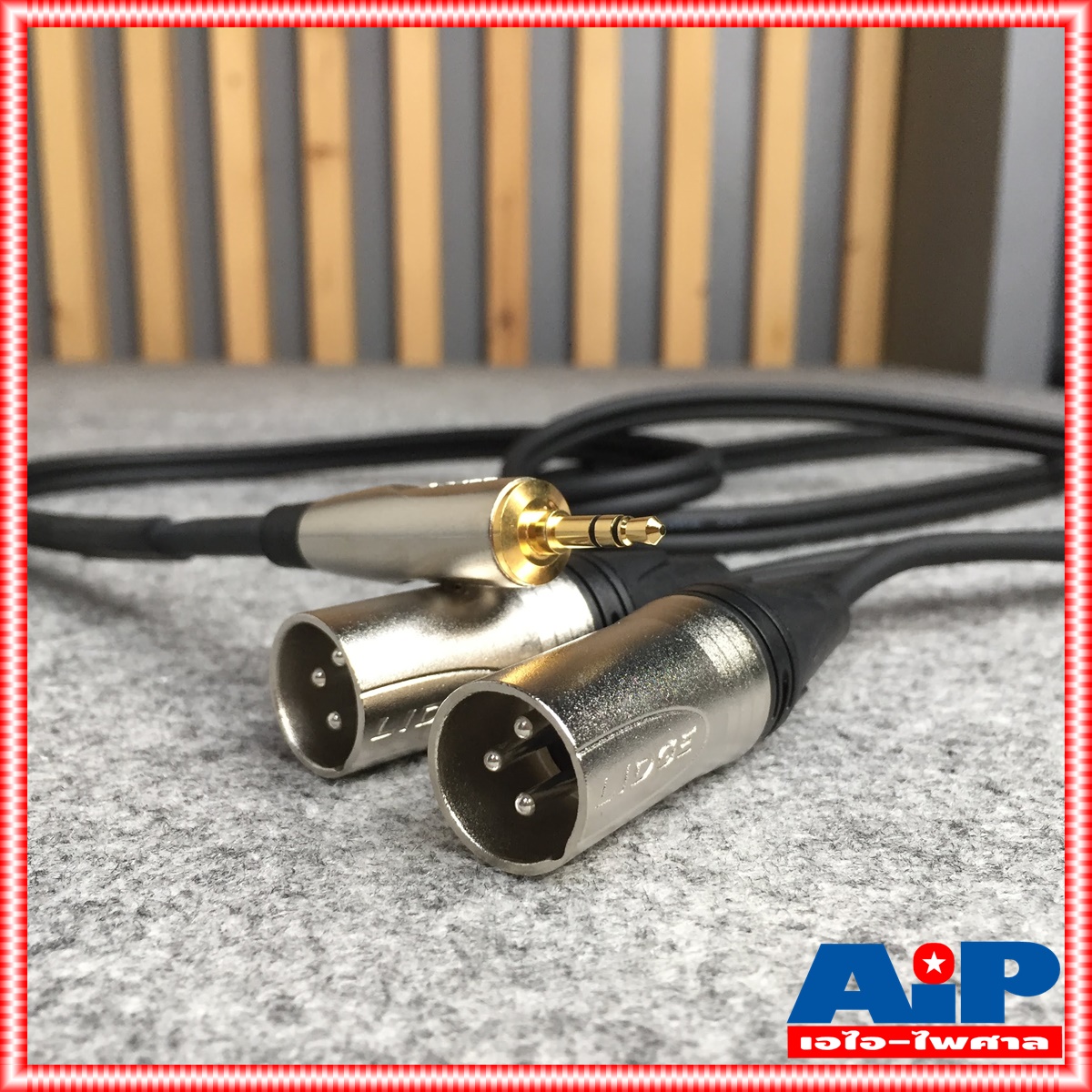 ยาว1.5เมตร LIDGE YM-387D สาย TR-ST 3.5 mm ออก XLR ผู้x2 สายสัญญาณ สายสัญญาณLIDGE สายYM 387D สายYM387D เอไอ-ไพศาล