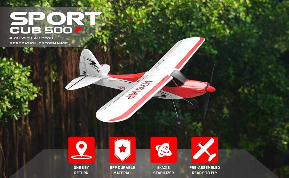 เครื่องบินพร้อมเล่น 4CH Volantex : Sport CUB 500 เครื่องบินบังคับ มีไจโรในตัว บินง่าย มือใหม่เล่นได้
