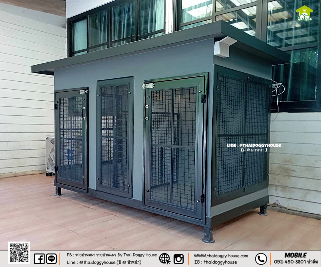 บ้านหมา บ้านแมว 𝐁𝐎𝐗 𝐒𝐓𝐘𝐋𝐄 พร้อมตะแกรงเหล็ก+ มุ้งลวดทั้งหลัง แบ่งกั้นห้องเพิ่มได้ 2 ห้อง