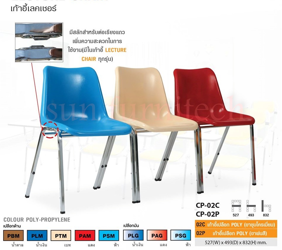 เก้าอี้เลคเชอร์ (ไม่มีตะแกรง) lecture Taiyo รุ่น CP-02L