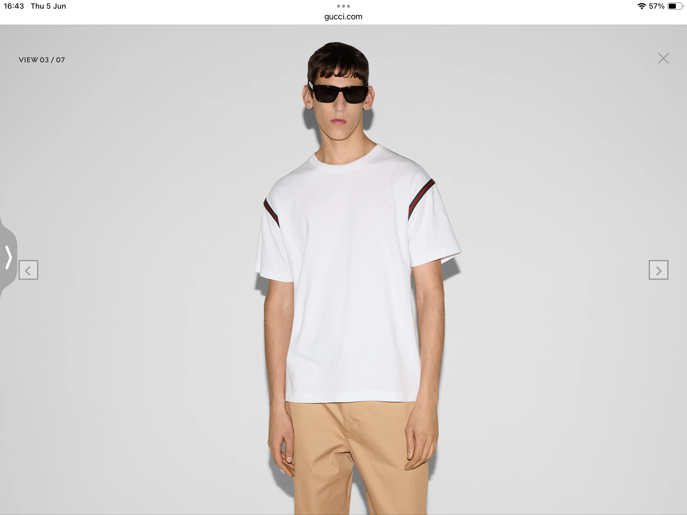 **do** เสื้อยืด Gucci COTTON JERSEY T-SHIRT WITH WEB ใส่ได้ ชาย หญิง สินค้าใหม่ ของแท้