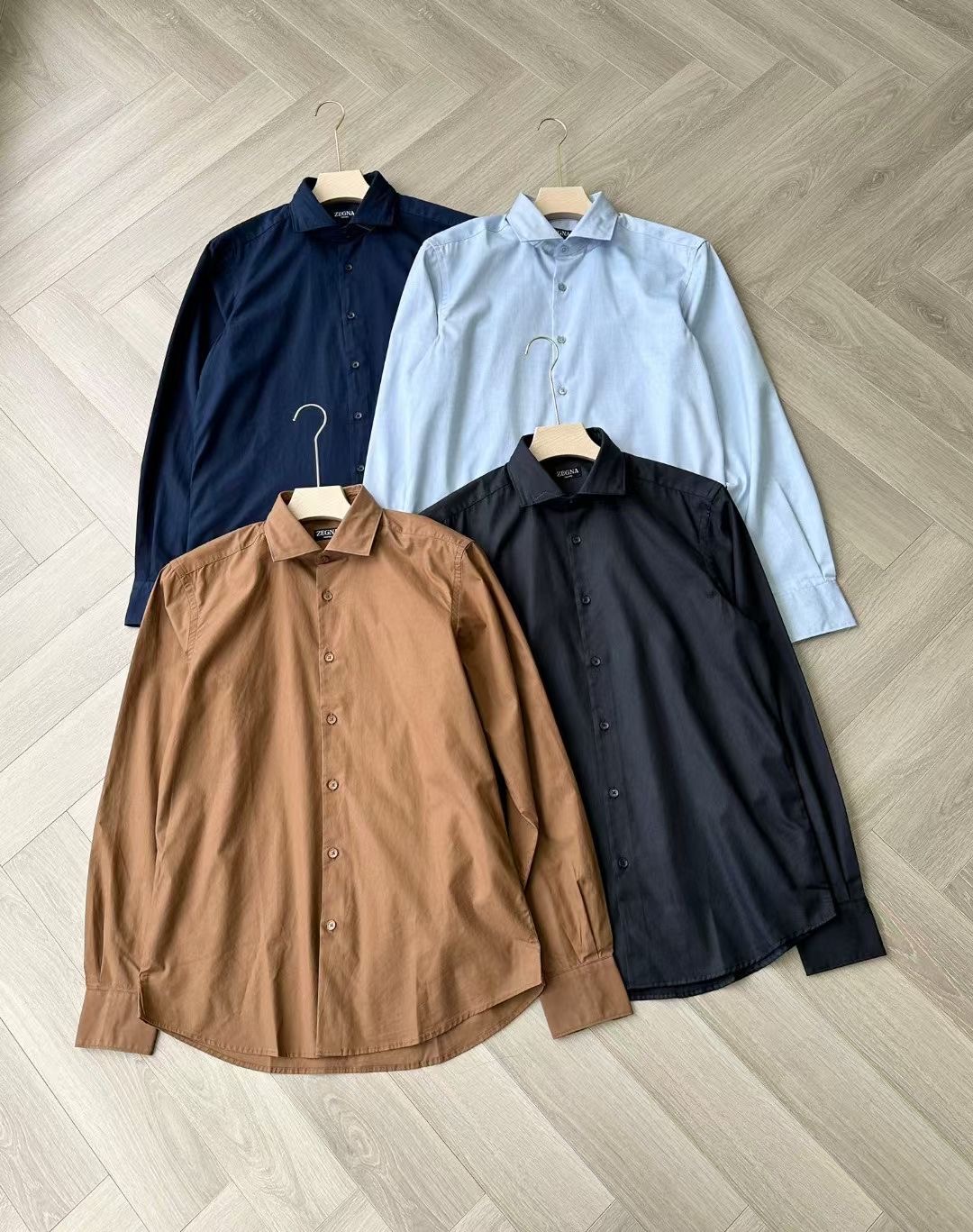 **do** เสื้อเชิ้ตสีเรียบๆ Zegna แขนยาว ผู้ชาย มี 4 สีให้เลือก สินค้าใหม่ ของแท้