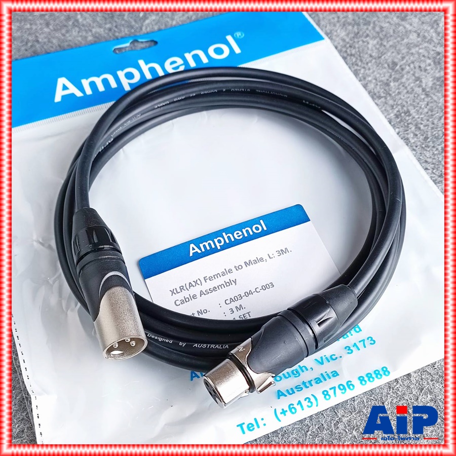 3เมตร AMPHENOL สาย XLRผู้-เมีย 3M CA03-04-C-003 สาย cannon ผู้ ออก cannon เมีย สายสัญญาณ XLR ผู้ - XLR เมีย ความยาว3เมตร เอไอ