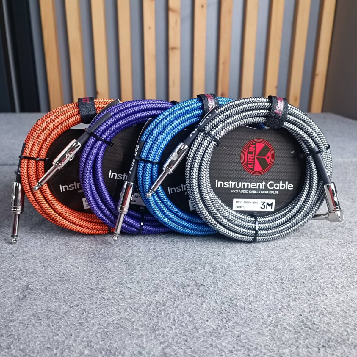 3เมตร(1เส้น) KIRLIN IWCC-202PN สายกีต้าร์3เมตร ตรง+งอ มีให้เลือก 4สี สีส้ม / ม่วง / ดำ / น้ำเงิน สายแจ็คกีต้าร์ แบบถัก 20awg สายไมค์หัวท้าย สายสัญญาณสำเร็จรูป เอไอ-ไพศาล