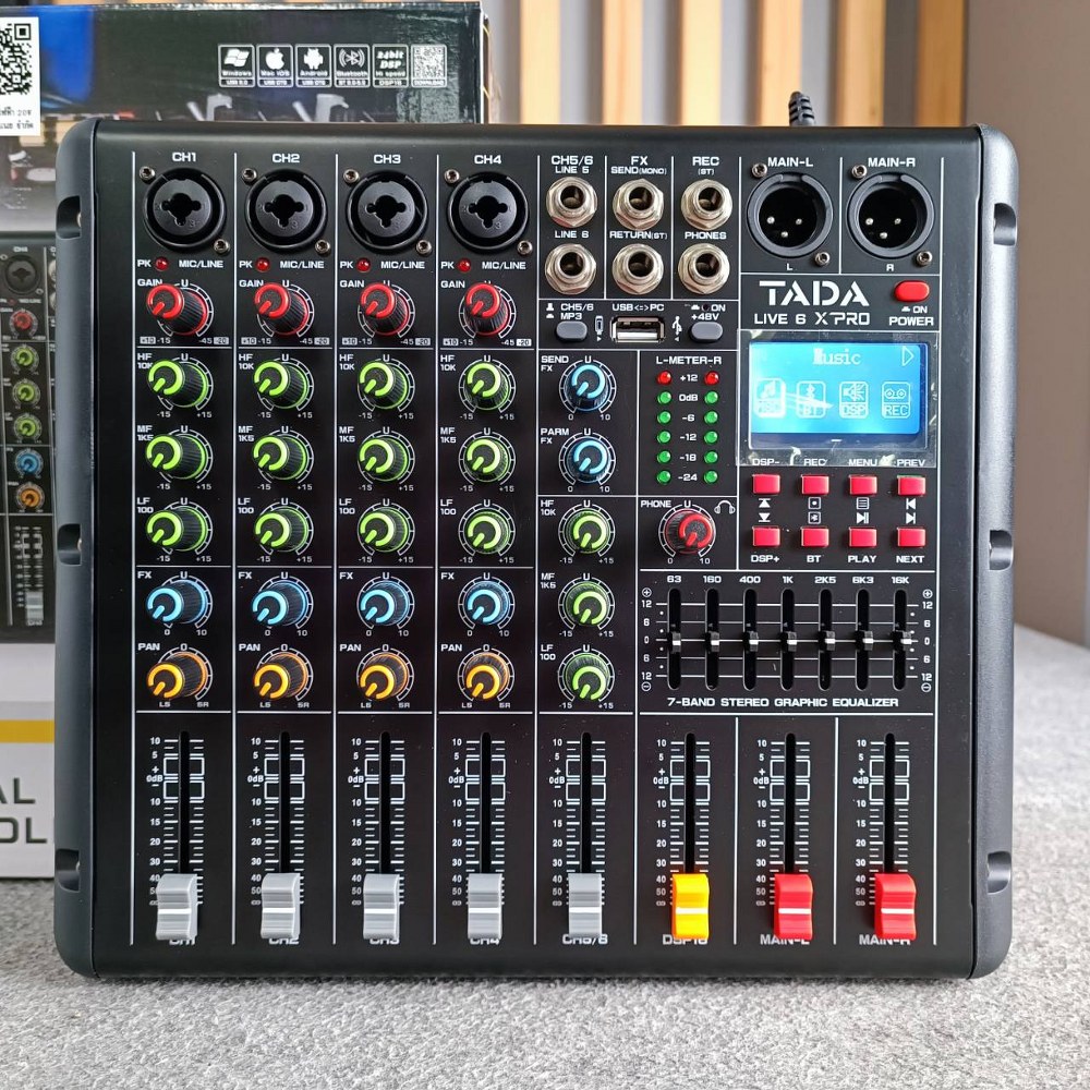 TADA LIVE-6 MIXER มิกเซอร์ ธาดา LIVE 6 LIVE6 Bluetooth มี USB เล่น Mp3 ได้ มีเอฟเฟกแท้ effect EQ 7 แบนด์ มี REC บันทึกเสียงได้ เอไอ-ไพศาล