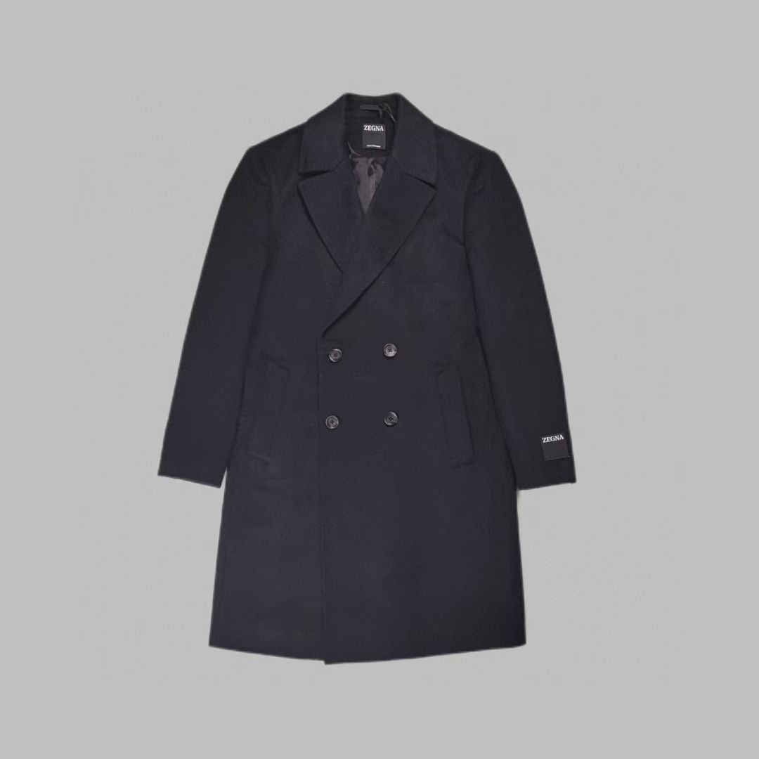 เสื้อโค้ท Ermenegildo Zegna Black Cashmere Double Breasted Coat สินค้าใหม่ ของแท้