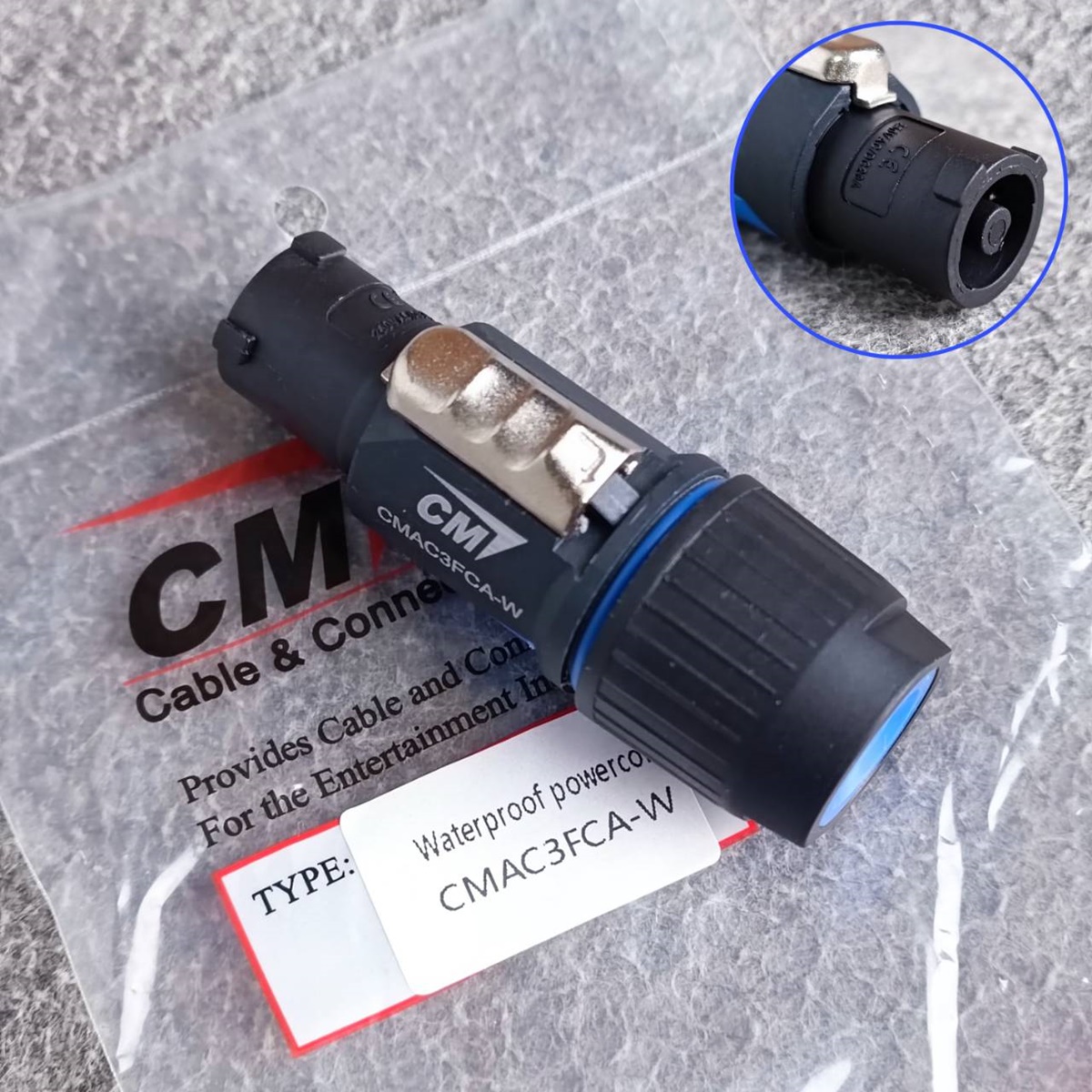 CM CMAC3FCA-W POWER CON ตัวผู้ เพาเวอร์ครอน ACตัวผู้ กันน้ำ ปลั๊กตัวผู้ ซีเอ็ม Waterproof Powercon เอไอ-ไพศาล