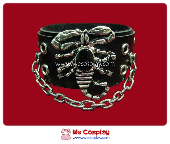 สร้อยข้อมือพังค์ Punk Wristband ตอกหมุดเงิน ประดับด้วยแมงป่อง และสายโซ่