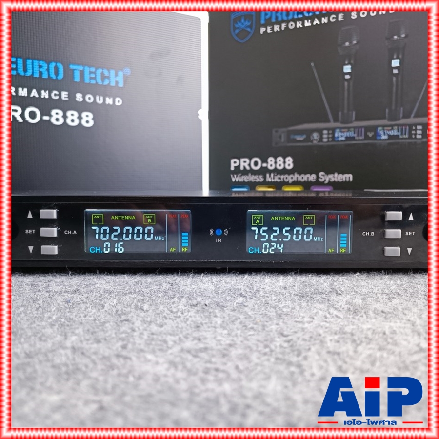 แถมกระเป๋า PROEUROTECH PRO-888 ไมค์ลอยคู่ ไมค์โครโฟนไร้สาย ปรับความถี่ได้ คลื่นความถี่ UHF โปรยูโรเทค PRO 888 PRO888 PRO EUROTECH เอไอ-ไพศาล