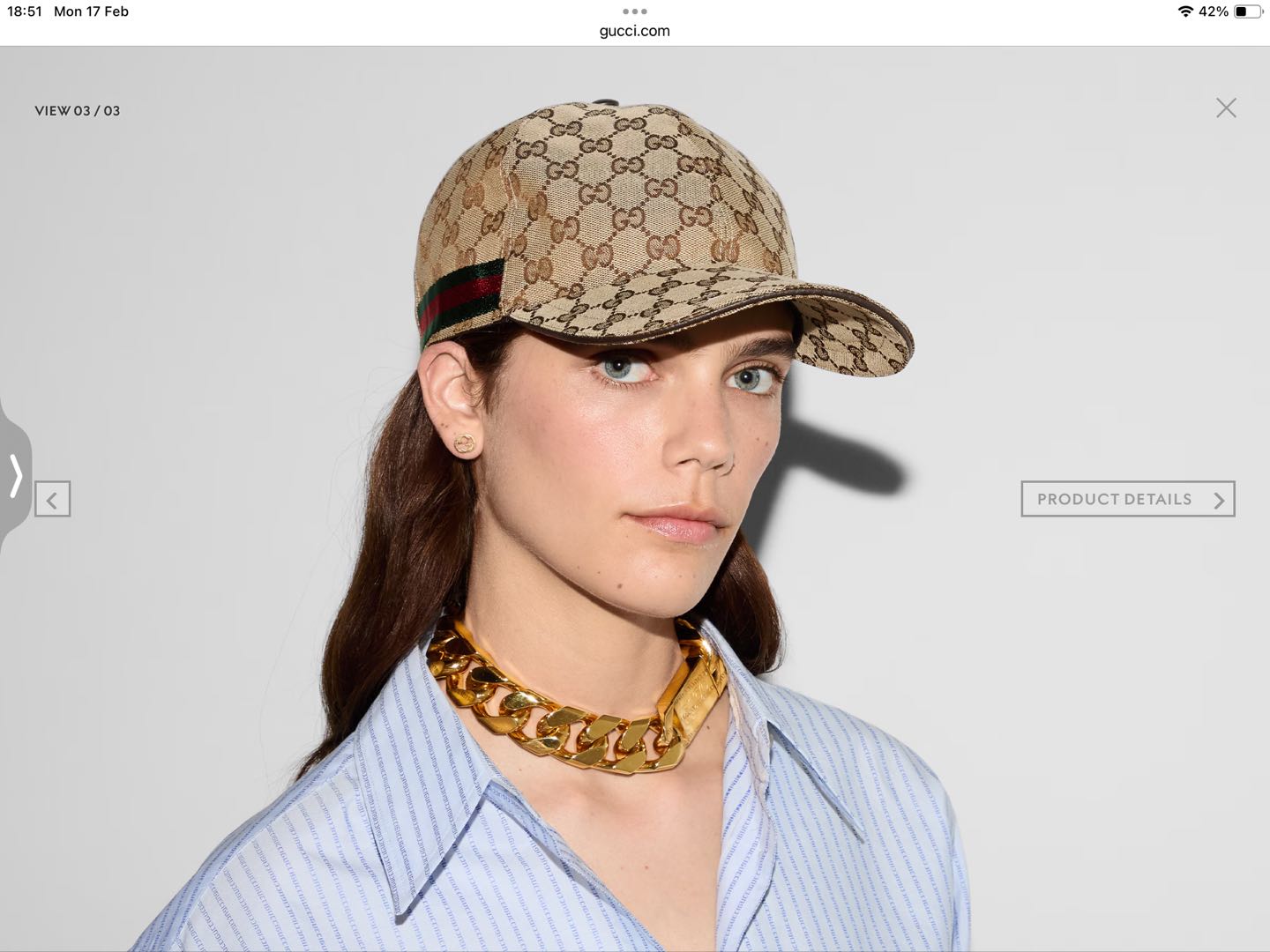 **do** หมวก Gucci ORIGINAL GG CANVAS BASEBALL HAT WITH WEB สินค้าใหม่ ของแท้