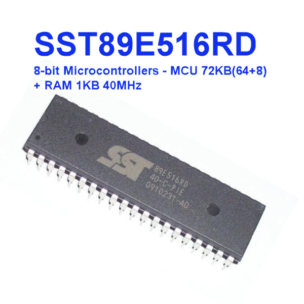 SST89E516RD 8-bit Microcontrollers - MCU 72KB(64+8) + RAM 1KB 40MHz