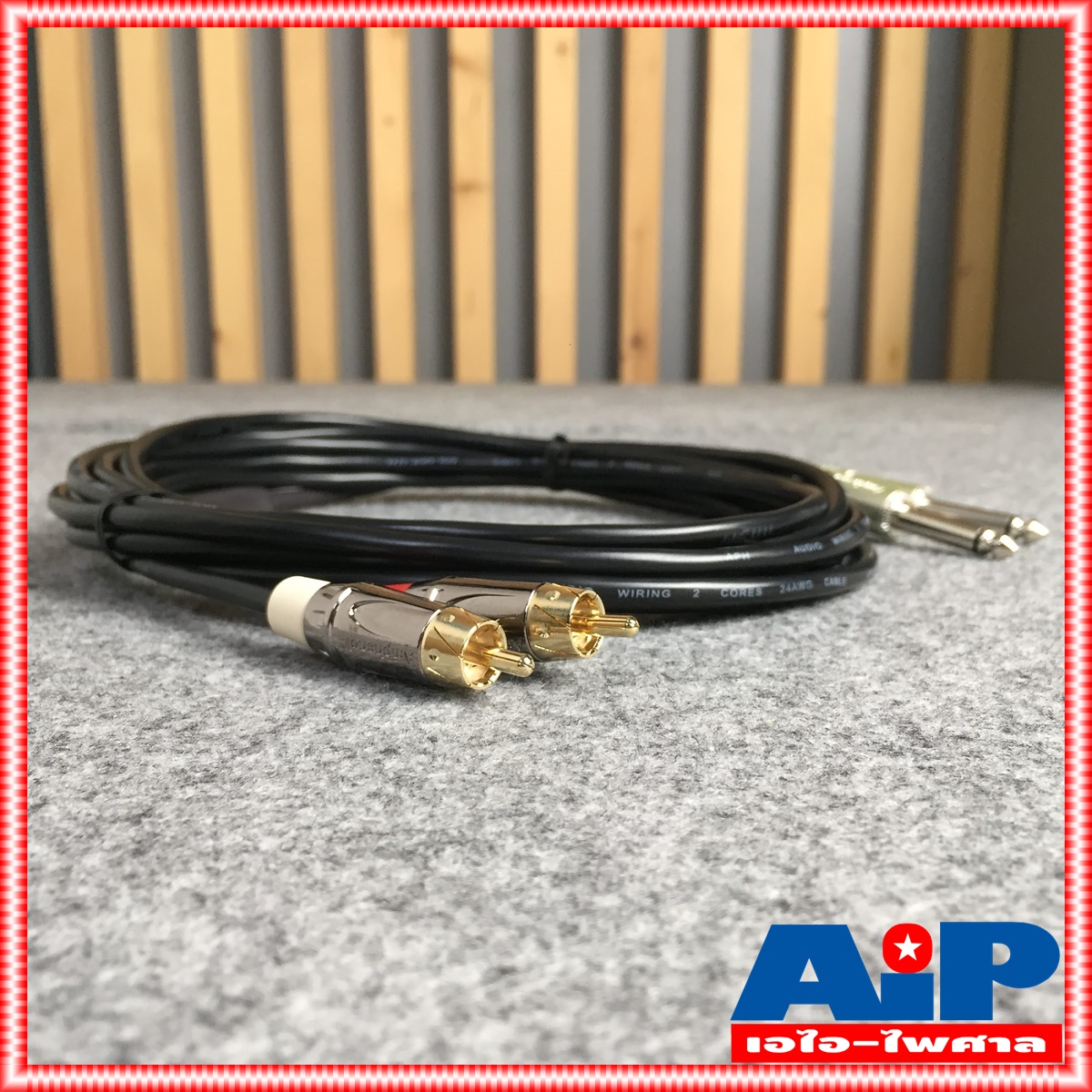 5เมตร AMPHENOL สายRCAx2 ออก PHONEx2 5M CA3333-4549-WB-005 สายสัญญาณ RCA 2หัว ออก ปลั๊กไมค์ โมโน 2หัว ยาว 5เมตร
