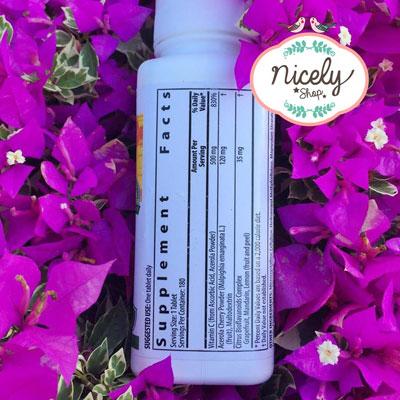 Nutrilite Vitamin C Extended Release บรรจุ 180 tablets 500mg มีส่วนผสมวิตามินซีและสารอาหาร จาก มะนาว, ส้มและส้มโอที่มีสารต้านอนุมูลอิสระจำนวนมาก