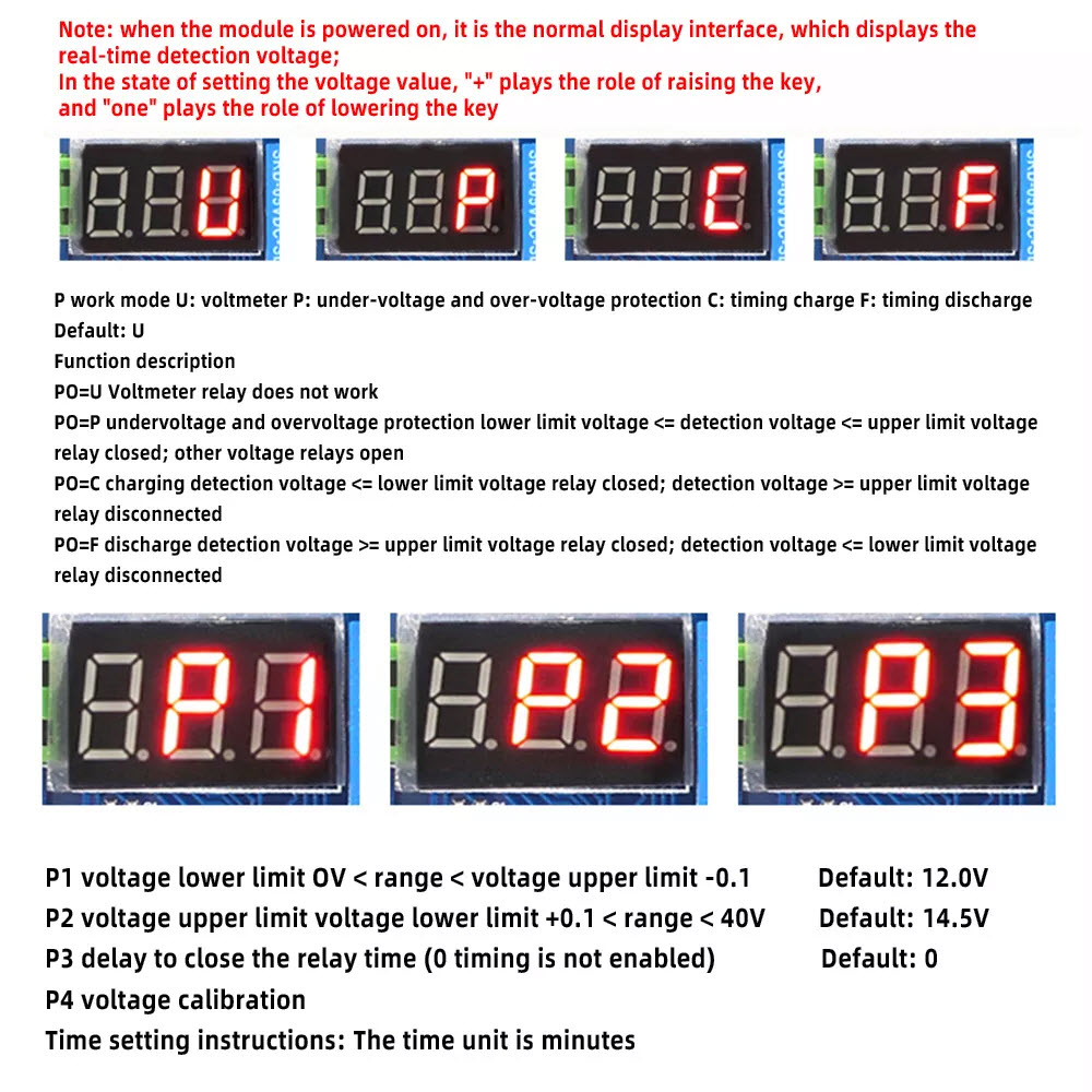 HCW-M631 (XH-M608) Battery Charge Discharge Module DC 6-40V Integrated Voltmeter Undervoltage Overvoltage Protection Timing Discharge Board