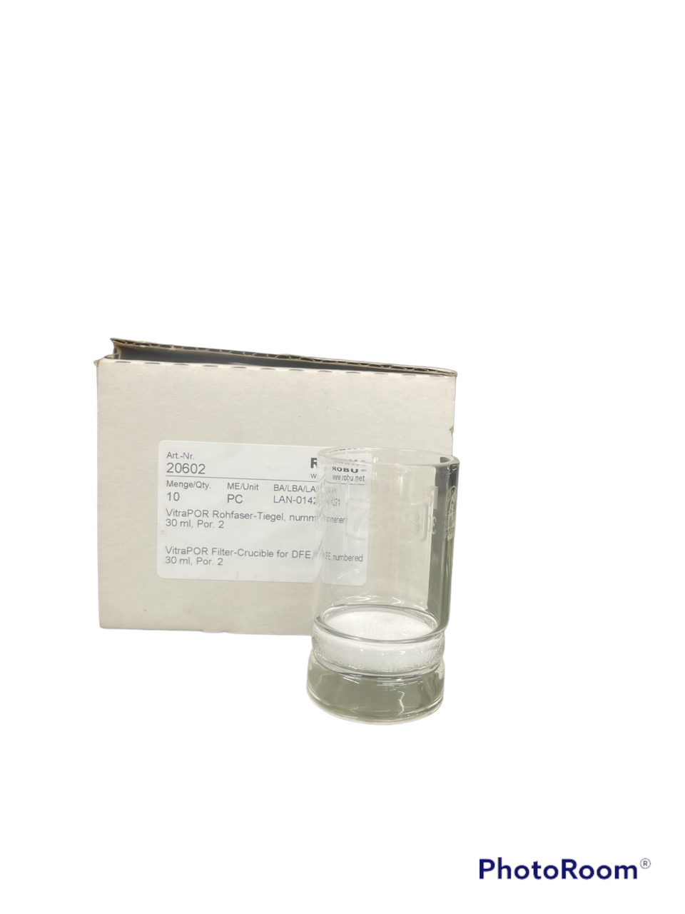 Filter Crucibles /sinter glass crocible por 1/2/3/4/5, 30 ml - 50 ml, Robu - Germany