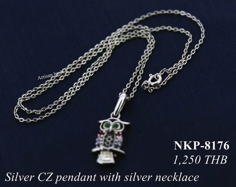 จี้เงินแท้ฝังพลอยCZ ขายพร้อมสร้อยเงินแท้