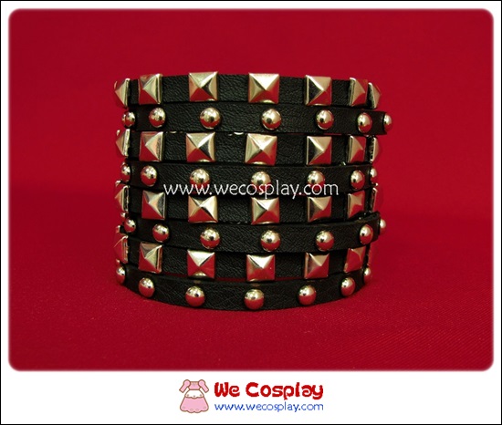สร้อยข้อมือพังค์ Punk Wristband ตอกหมุดเหลี่ยมและกลม 8 เส้น