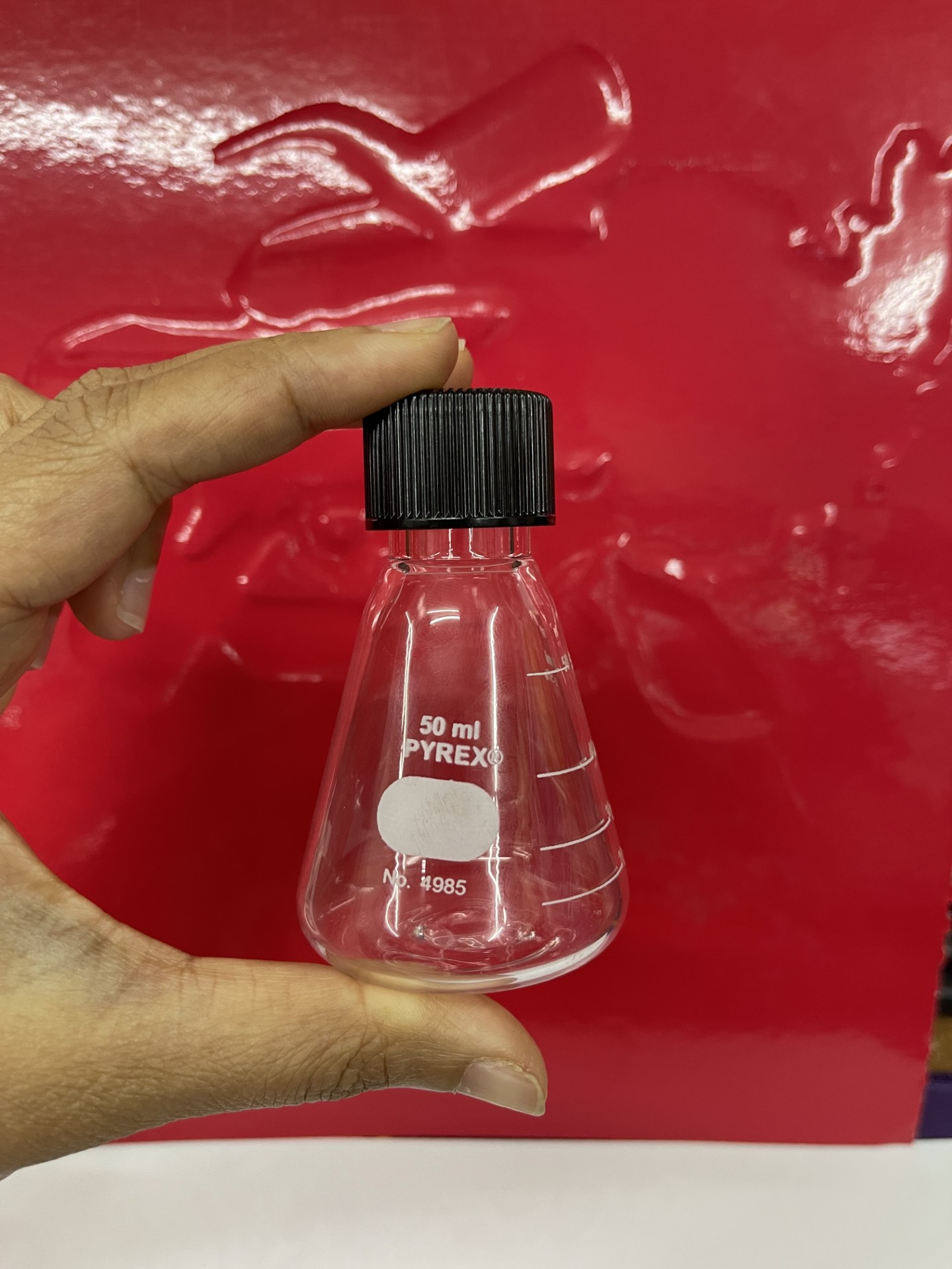 Flask Erlenmeyer 50 ml with Screw Cap ขวดรูปชมพู่พร้อมฝาปิด Pyrex/Kimble