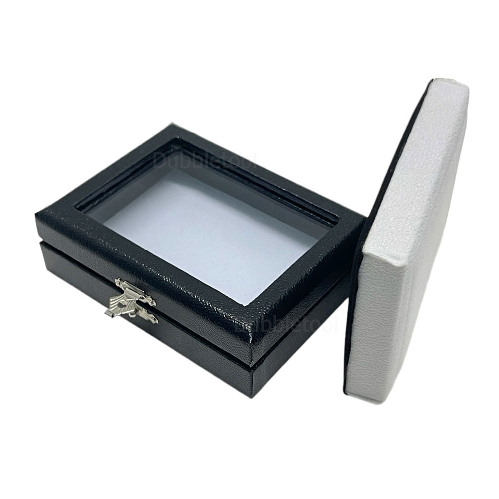กล่องโชว์เครื่องประดับ ขนาด 10 x 7.5 x 3.0 CM กล่องโชว์กระจกใส พื้น2สี ขาว/ดำ กล่องหนังใส่เครื่องประดับ Jewelry display box