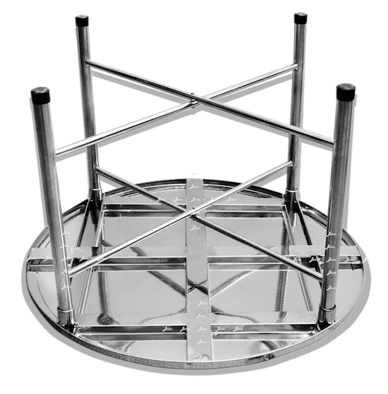 โต๊ะกลมสเตนเลส - ขาจีน พับไขว้ ถอดได้