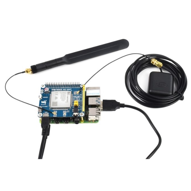 SIM7600G-H 4G HAT For Raspberry Pi, LTE Cat-4 4G / 3G / 2G Support, GNSS Positioning, Global Band