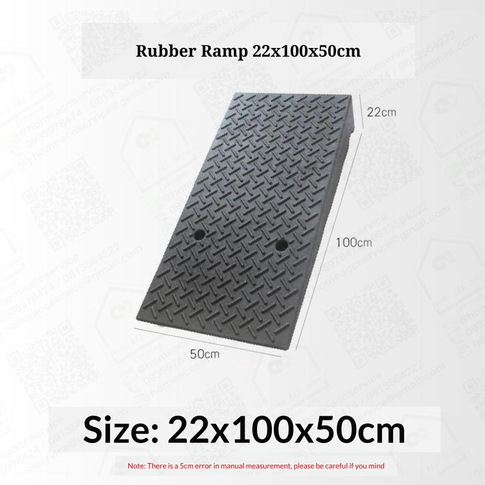 ยางปีนฟุตบาทแบบลาดยาวพิเศษ ความสูง 22-37ซม. ลาด 100ซม. กว้าง 50ซม. - Rubber Ramp Extra Slope 100cm H22-37cm
