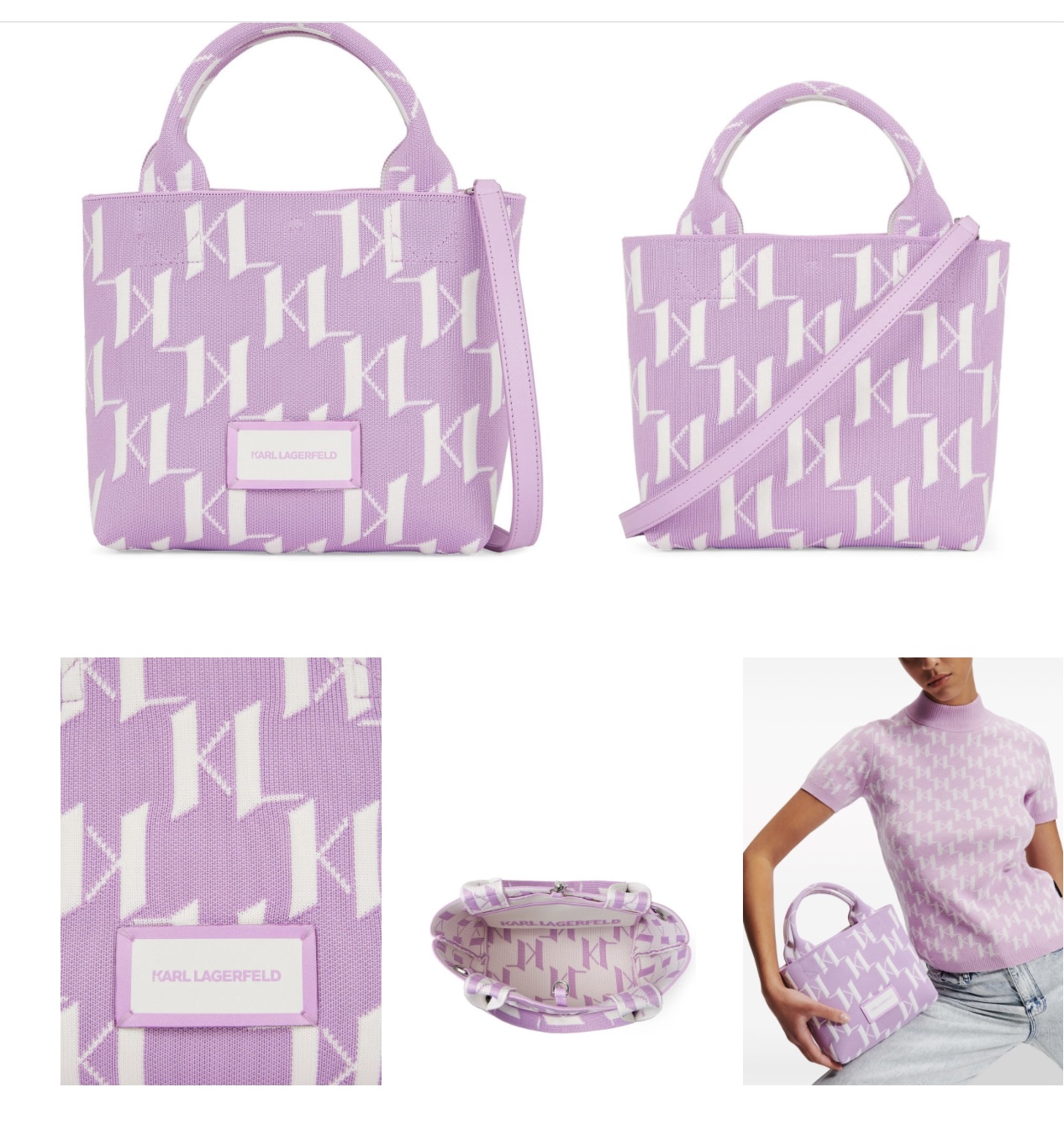 **do** กระเป๋าผ้า Karl Lagerfeld small K/Monogram knitted tote bag สินค้าใหม่ ของแท้