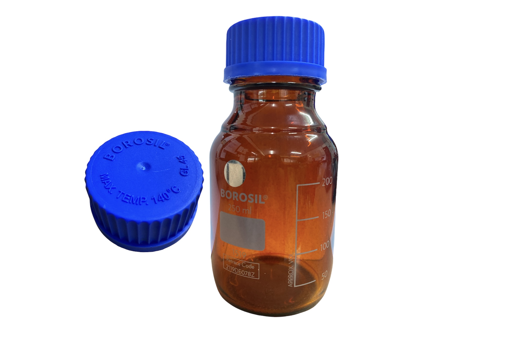 ขวดสีชา/ขวดมีเดีย/Bottle, Laboratory Amber 50-2000ml with Screw cap(ขวดแก้วเก็บสารเคมีชนิดทึบแสง)