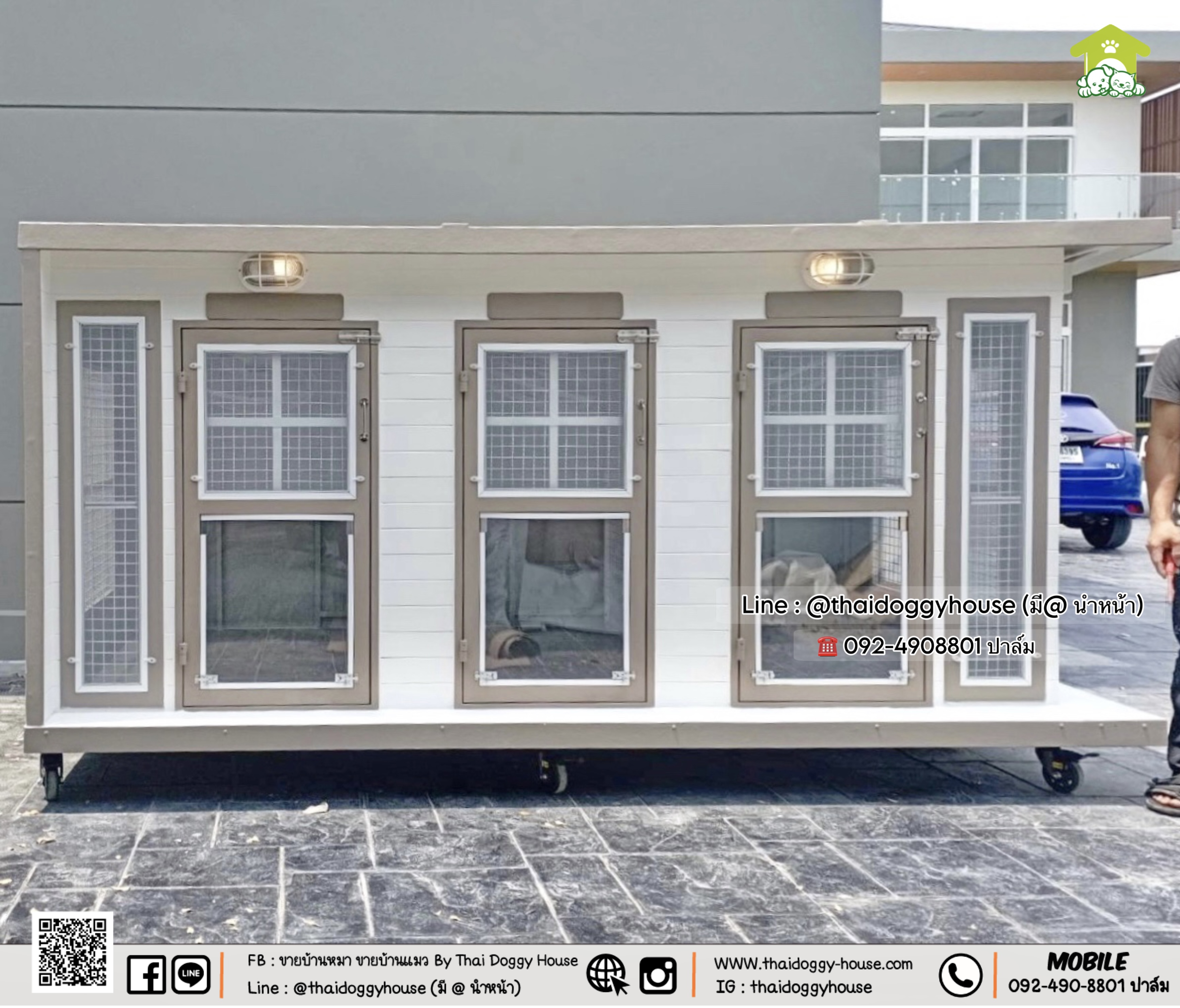 บ้านหมา บ้านแมว 𝐓𝐇𝐀𝐈 𝐃𝐎𝐆𝐆𝐘 𝐇𝐎𝐔𝐒𝐄 แบบบ้าน 𝐁𝐎𝐗 𝐒𝐓𝐘𝐋𝐄 แบ่ง 𝟑 ห้อง