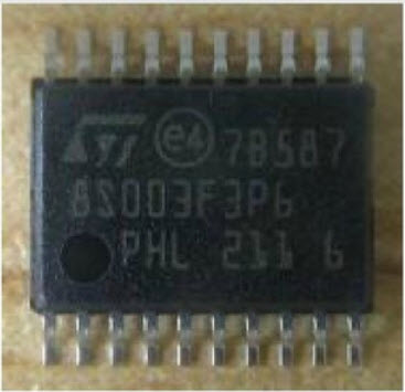 STM8S003F3P6 (SSOP-20) Flash 8KBytes, 1KBytes RAM 128 Bytes EEPROM, 16MHz, 10-Bit ADC