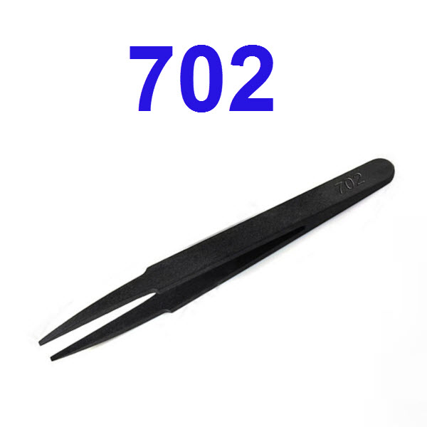 Tweezers Anti-static black/white carbon fiber แบบพลาสติก