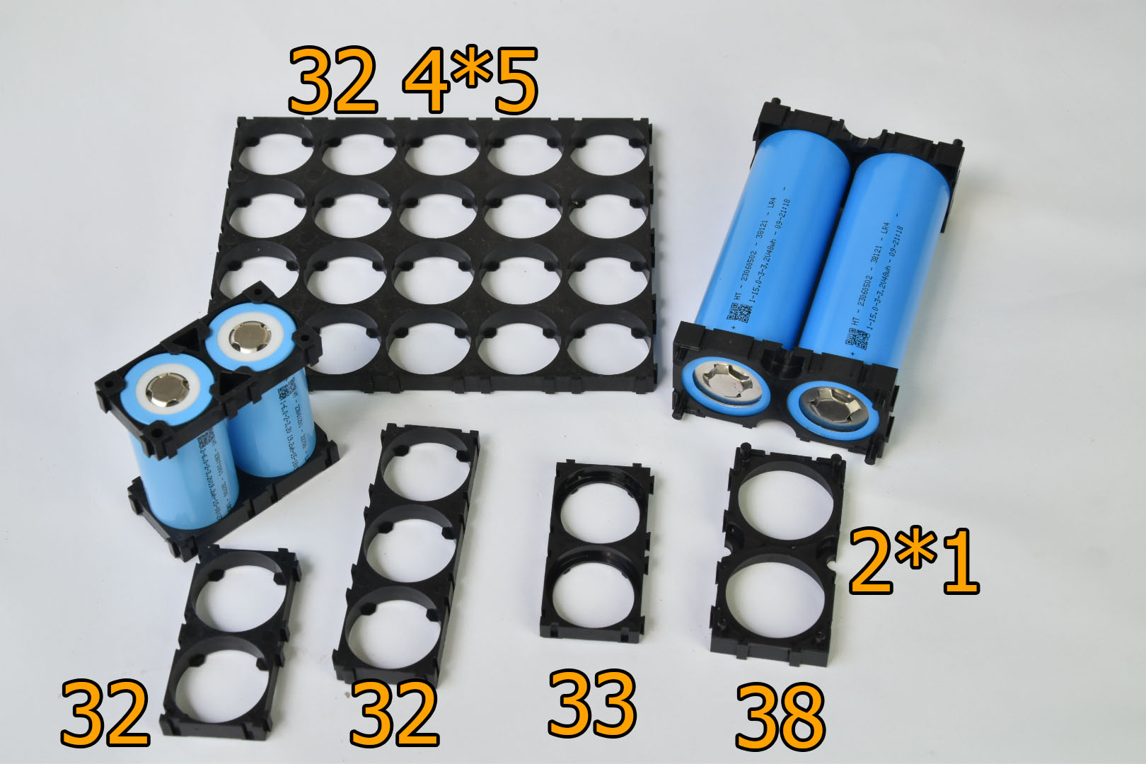 แผ่นบาสเก็ต รางแบต Battery Case Holder Bracket ตัวยึดแบตเตอรี่ 32 33 38 40 มม สำหรับแบตเช่น 32650 32700 33140 38121 40135 หรือขนาดหัวขนาดเดียวกัน