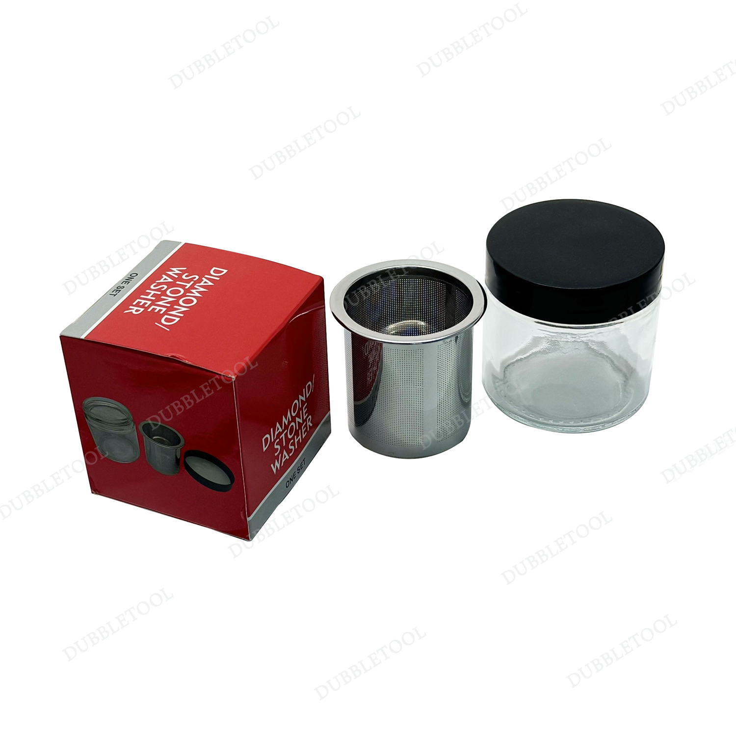 ขวดแก้วล้างเพชร ขวดแก้วล้างพลอย ขวดแก้วแช่เพชร โหลแก้วล้างเพชร สแตนเลส(Stainless) SUS 304 Diamond Stone Washer