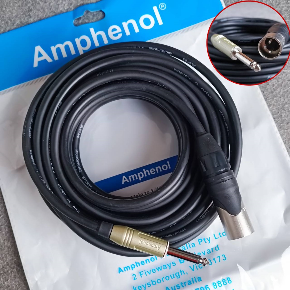 15เมตร AMPHENOL สายXLRผู้-PHONE 15เมตร CA04-33-C-015 สาย ปลั๊กไมค์ - แคนนอลผู้ สายสัญญาณ P.MIC MONO - P.XLR เอไอ-ไพศาล