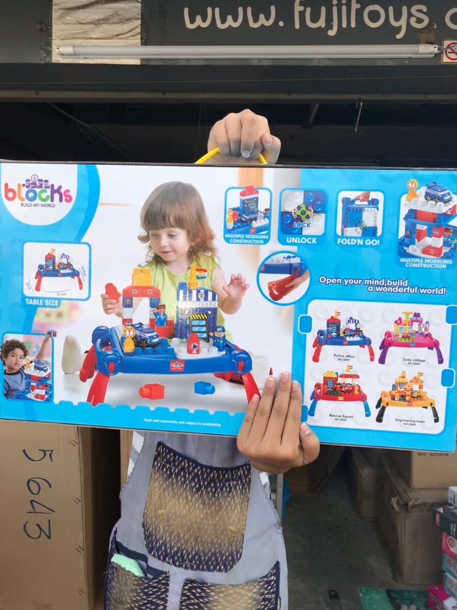 6941 ของเล่นโต๊ะบล็อกตัวต่อสีน้ำเงิน กล่องใหญ่