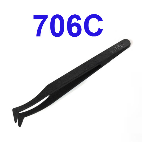 Tweezers Anti-static black/white carbon fiber แบบพลาสติก